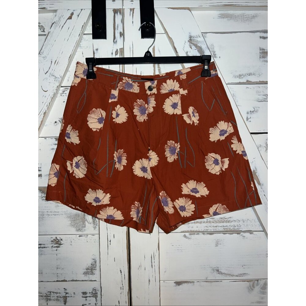 Obey Women’s Marino High Waist Pleated Shorts Rust Floral Size 31